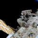 Cosmonauts Oleg Artemyev and Denis Matveev installed the robotic arm on the Nauka multiupurpose laboratory module.